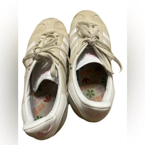 Adidas GAZELLE SUEDE AND LEATHER SNEAKERS IN NEUTRAL size 7.5 - Picture 8 of 9
